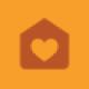 Orange heart and house icon
